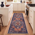 GENIMO 2'x6' Runner Rug, Washable Non Slip Soft Vintage Persian Hallway Runner for Kitchen Entryway Laundry Room, Navy Terracotta