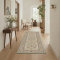 GENIMO 2' x 6' Floral Runner Rug, Machine Washable Non Slip Low Pile Hallway Runner Rug for Kitchen Laundry Room, Dusty Beige