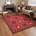 GENIMO 6'x9' Nordic Christmas Area Rug for Living Room, Soft Washable Non Slip Rug for Bedroom Dining Room Home Office, Festive Red