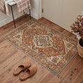 GENIMO 2'x3' Soft Persian Diamond Entryway Rug, Machine Washable Non Slip Low Pile Area Rug for Front Door Kitchen Bathroom, Dusty Terracotta