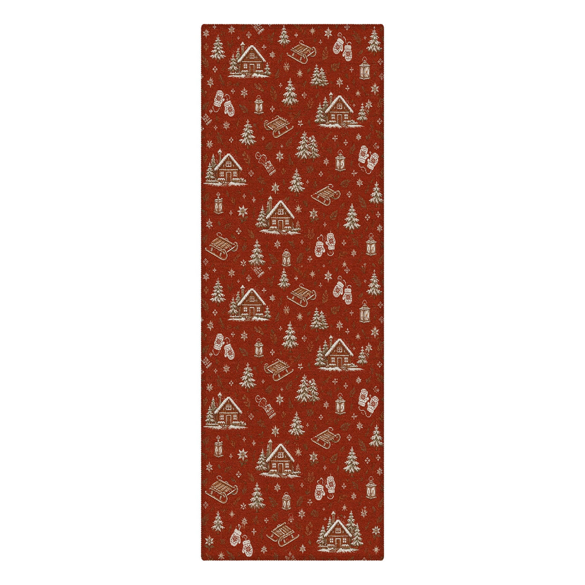 GENIMO 2'x7' Rustic Christmas Runner Rug, Soft Washable Non Slip Hallway Runner for Kitchen Entryway Laundry Room, Deep Red