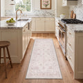 GENIMO 2'x6' Vintage Persian Diamond Runner Rug, Machine Washable Low Pile Non Slip Hallway Runner Rug for Kitchen Laundry Room, Amber Vine