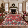 GENIMO 5'x7' Vintage Christmas Area Rug for Living Room, Soft Washable Non Slip Rug for Bedroom Dining Room Home Office, Red