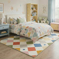 GENIMO 5'x7' Calm Minimalist Area Rug for Living Room, Machine Washable Low Pile Non Slip Rug for Bedroom Dining Room, Muted Pastel