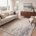 GENIMO 8'x10' Rug for Living Room, Large Machine Washable Non Slip Low Pile Area Rug for Bedroom Dining Room, Contemporary Abstract, Dusty Beige