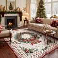 GENIMO 6'x9' Classic Christmas Area Rug for Living Room, Soft Washable Non Slip Rug for Bedroom Dining Room Home Office, Light Red