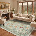 GENIMO 9'x12' Area Rug for Living Room, Washable Non Slip Soft Floral Rug for Bedroom Dining Room Home Office, Sage Green