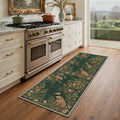 GENIMO 2'x7' Runner Rug, Machine Washable Non Slip Low Pile Hallway Runner Rug for Kitchen Laundry Room, Abstract Animal Print, Forest Green