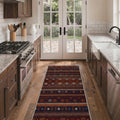 GENIMO 2'x7' Runner Rug, Machine Washable Non Slip Low Pile Hallway Runner Rug for Kitchen Laundry Room, Neutral Boho, Rich Brown