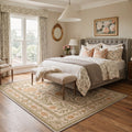 GENIMO 8'x10' Area Rug for Living Room, Large Machine Washable Non Slip Low Pile Rug for Bedroom Dining Room, Classic Floral, Sage Cream