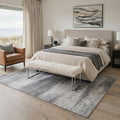 GENIMO 8'x10' Area Rug for Living Room, Large Machine Washable Non Slip Low Pile Rug for Bedroom Dining Room, Abstract, Smoky Gray