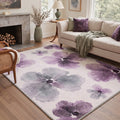 GENIMO 5'x7' Area Rug for Living Room, Machine Washable Non Slip Low Pile Rug for Bedroom Dining Room, Modern Floral, MAUVE PETAL