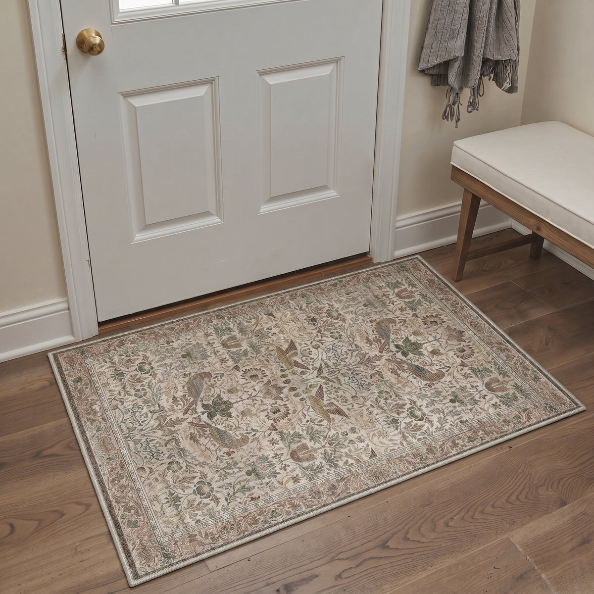 GENIMO 2'x3' Entryway Rug, Machine Washable Non Slip Low Pile Area Rug for Front Door Kitchen Bathroom, Soft Artistic, Dusty Taupe