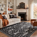 GENIMO 5'x7' Halloween Area Rug for Living Room, Washable Non Slip Soft Whimsical Skeleton Indoor Rug for Bedroom Dining Room Home Office, Charcoal Black