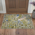 GENIMO 2'x3' Area Rug, Machine Washable Non Slip Low Pile Rug for Entryway Kitchen Bathroom Front Door, Contemporary Abstract, Dusty Olive