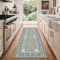 GENIMO 2'x7' Runner Rug, Machine Washable Non Slip Low Pile Hallway Runner Rug for Kitchen Laundry Room, Garden Floral, Dusty Sage