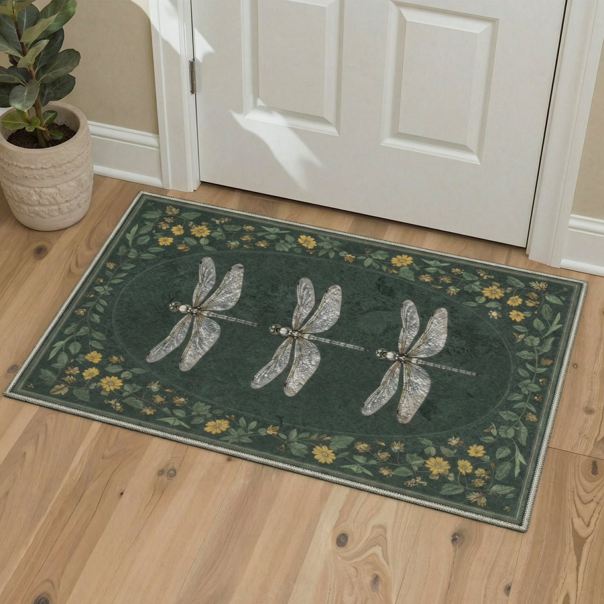 GENIMO 2'x3' Area Rug, Machine Washable Non Slip Low Pile Rug for Entryway Kitchen Bathroom Front Door, Modern Animal Print, Dusty Green