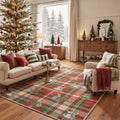 GENIMO 6'x9' Vintage Christmas Area Rug for Living Room, Soft Washable Non Slip Rug for Bedroom Dining Room Home Office, Festive Red