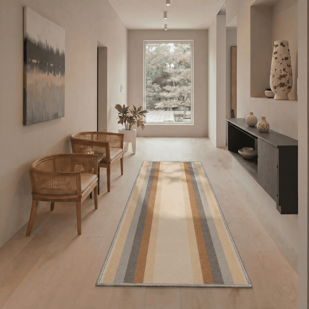 GENIMO 2'x6' Runner Rug, Washable Soft Non Slip Minimalist Hallway Runner for Kitchen Entryway Laundry Room, Warm Beige