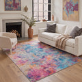 GENIMO 5'x7' Area Rug for Living Room, Machine Washable Non Slip Low Pile Rug for Bedroom Dining Room, Modern Abstract, Vibrant Multicolor