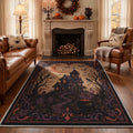 GENIMO 5'x7' Halloween Area Rug for Living Room, Washable Non Slip Soft Gothic Castle Indoor Rug for Bedroom Dining Room Home Office, Gothic Plum