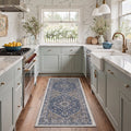 GENIMO 2'x7' Runner Rug, Machine Washable Non Slip Low Pile Hallway Runner Rug for Kitchen Laundry Room, Vintage Persian Diamond, Washed Navy