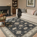 GENIMO 8'x10' Area Rug for Living Room, Large Machine Washable Non Slip Low Pile Rug for Bedroom Dining Room, Vintage Persian, Dusty Charcoal