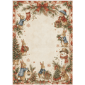 GENIMO 5'x7' Area Rug for Living Room, Christmas Bunnies Washable Rug with Non Slip Backing, Low Pile Holiday Rug for Bedroom, Dining Room, Home Office, Red