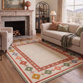 GENIMO 8'x10' Rug for Living Room, Large Machine Washable Non Slip Low Pile Area Rug for Bedroom Dining Room, Vintage Boho, OCHRE TRIBAL