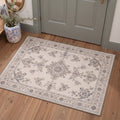 GENIMO 2'x3' Area Rug for Entryway, Machine Washable Non Slip Low Pile Indoor Door Mat for Front Door Kitchen Bathroom, Classic Floral, Dusty Beige