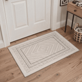 GENIMO 2'x3' Entryway Rug, Machine Washable Non Slip Low Pile Area Rug for Front Door Kitchen Bathroom, Warm Minimalist, LINENORBIT