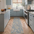 GENIMO 2' x 6' Floral Botanical Runner Rug, Machine Washable Non Slip Low Pile Hallway Runner Rug for Kitchen Laundry Room, Dusty Blue