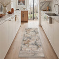 GENIMO 2'x7' Modern Abstract Runner Rug, Machine Washable Non Slip Low Pile Hallway Runner Rug for Kitchen Laundry Room, Dusty Greige