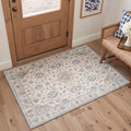 GENIMO 2'x3' Area Rug, Machine Washable Non Slip Low Pile Rug for Entryway Kitchen Bathroom Front Door, Distressed Persian, Dusty Ivory