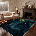 GENIMO 5'x7' Halloween Area Rug for Living Room, Washable Non Slip Soft Gothic Castle Indoor Rug for Bedroom Dining Room Home Office, Midnight Teal