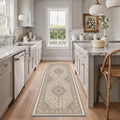 GENIMO 2'x7' Diamond Persian Runner Rug, Machine Washable Non Slip Low Pile Hallway Runner Rug for Kitchen Laundry Room, Dusty Beige