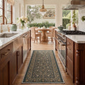 GENIMO 2'x7' Runner Rug, Machine Washable Non Slip Low Pile Hallway Runner Rug for Kitchen Laundry Room, Classic Floral, Antique Emerald