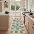 GENIMO 2'x6' Runner Rug, Machine Washable Non Slip Low Pile Hallway Runner Rug for Kitchen Laundry Room, Boho Inspired, GREEN TRIBAL