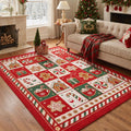 GENIMO 3'x5' Playful Christmas Area Rug for Living Room, Soft Washable Non Slip Rug for Bedroom Dining Room Home Office, Medium Red