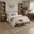 GENIMO 5'x7' Floral Area Rug for Living Room, Machine Washable Non Slip Low Pile Rug for Bedroom Dining Room, Dusty Beige