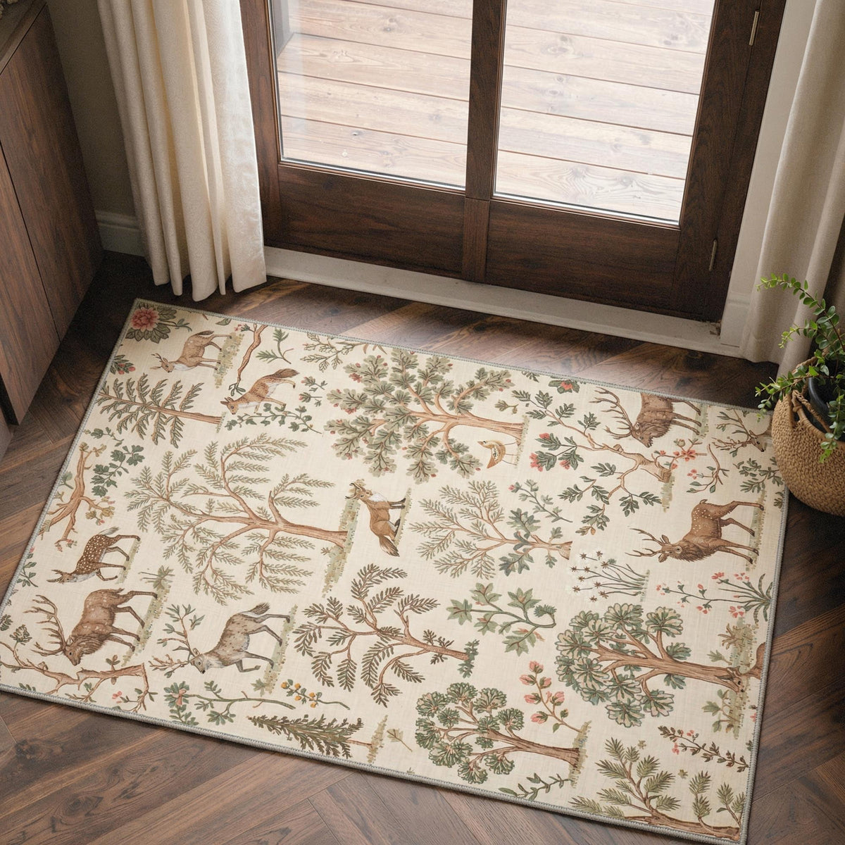 GENIMO 2'x3' Area Rug for Entryway, Machine Washable Non Slip Low Pile Indoor Door Mat for Front Door Kitchen Bathroom, Soft Animal Print, Dusty Beige