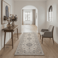 GENIMO 2' x 6' Runner Rug, Washable Non Slip Soft Floral Hallway Runner for Kitchen Entryway Laundry Room, Dusty Blue Beige