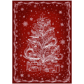 GENIMO 8'x10' Rug for Living Room, Christmas Tree Washable Area Rug with Non Slip Backing, Low Pile Holiday Rug for Bedroom, Dining Room, Home Office, Wine Red