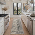GENIMO 2'x6' Runner Rug, Machine Washable Non Slip Low Pile Hallway Runner Rug for Kitchen Laundry Room, Soft Abstract, MID-GREY MARBLE