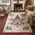 GENIMO 5'x7' Traditional Village Christmas Area Rug for Living Room, Soft Washable Non Slip Rug for Bedroom Dining Room Home Office, Warm Ivory