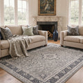 GENIMO 8'x10' Area Rug for Living Room, Large Machine Washable Non Slip Low Pile Rug for Bedroom Dining Room, Persian Geometric, ONYXBLOOM