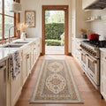 GENIMO 2'x7' Diamond Persian Runner Rug, Machine Washable Non Slip Low Pile Hallway Runner Rug for Kitchen Laundry Room, Antique Beige