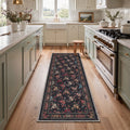 GENIMO 2'x8' Runner Rug, Washable Non Slip Soft Floral Hallway Runner for Kitchen Entryway Laundry Room, Black