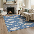 GENIMO 8'x10' Area Rug for Living Room, Large Machine Washable Non Slip Low Pile Rug for Bedroom Dining Room, Soft Animal Print, Dusty Blue
