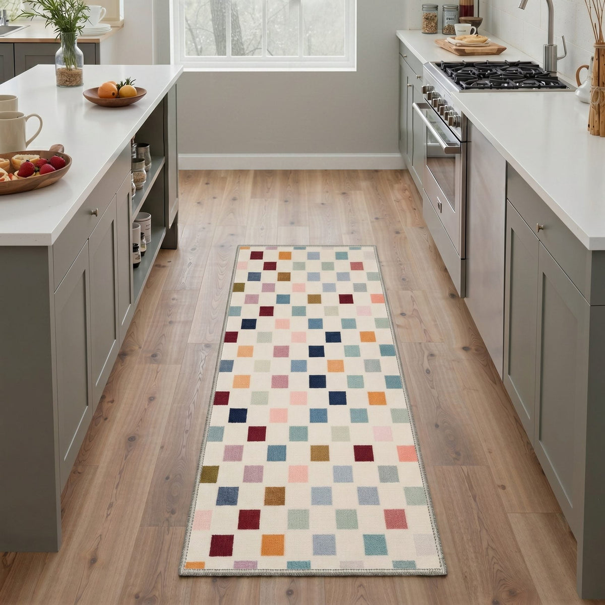 GENIMO 2'x6' Runner Rug, Washable Non Slip Soft Minimalist Hallway Runner for Kitchen Entryway Laundry Room, Muted Multicolor